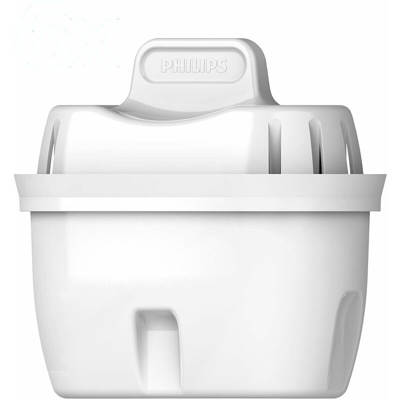 Philips Water Cartucce filtranti sostitutive, 6 unità, compatibili con  Brita, riducono MICROPLASTICA, CLORO, LIMESCALLO, METALLI PESANTI