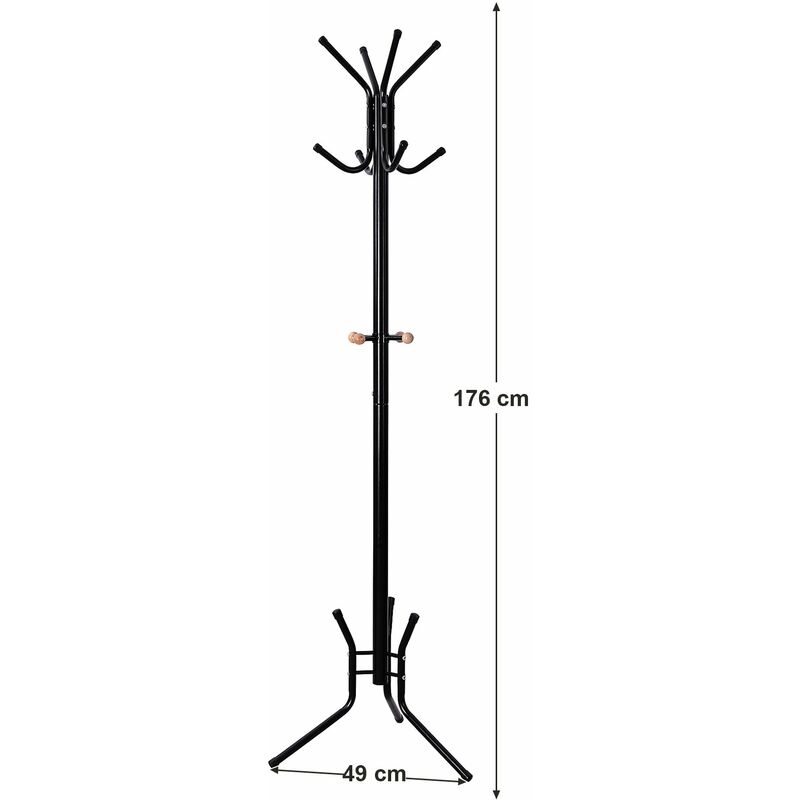 Songmics RCR17B - Attaccapanni Appendiabiti Appendino Da Terra, Nero, 49 x  176 cm