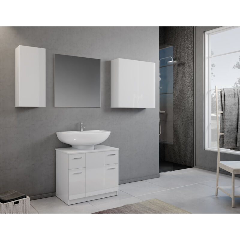 Copricolonna Per Bagno - Mobile Sottolavabo 2 Ante Quercia Naturale, 70x46x62 Cm - Foto 12