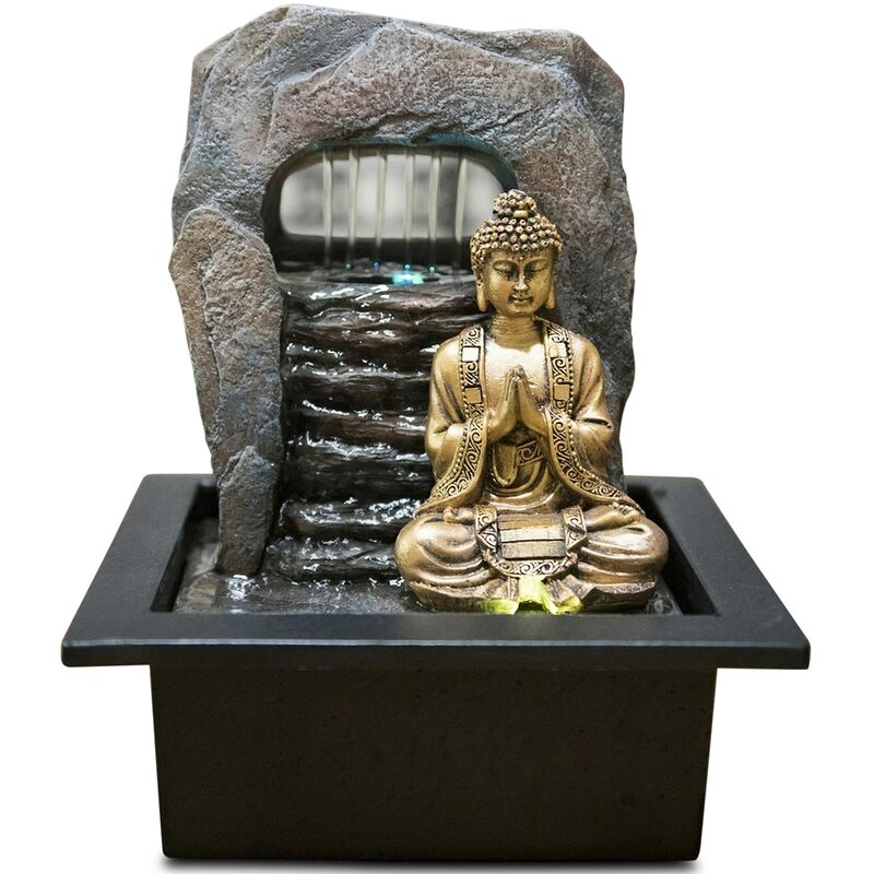 Zen' Light Buddha Zen Dao Fontaine, resina, bronzo, 21 x 17 x 25 cm
