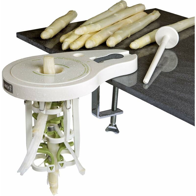 Pelapatate Lurch Per Asparagi - Con 6 Lame E Supporto Da Tavolo, Verde E Bianco - Foto 3