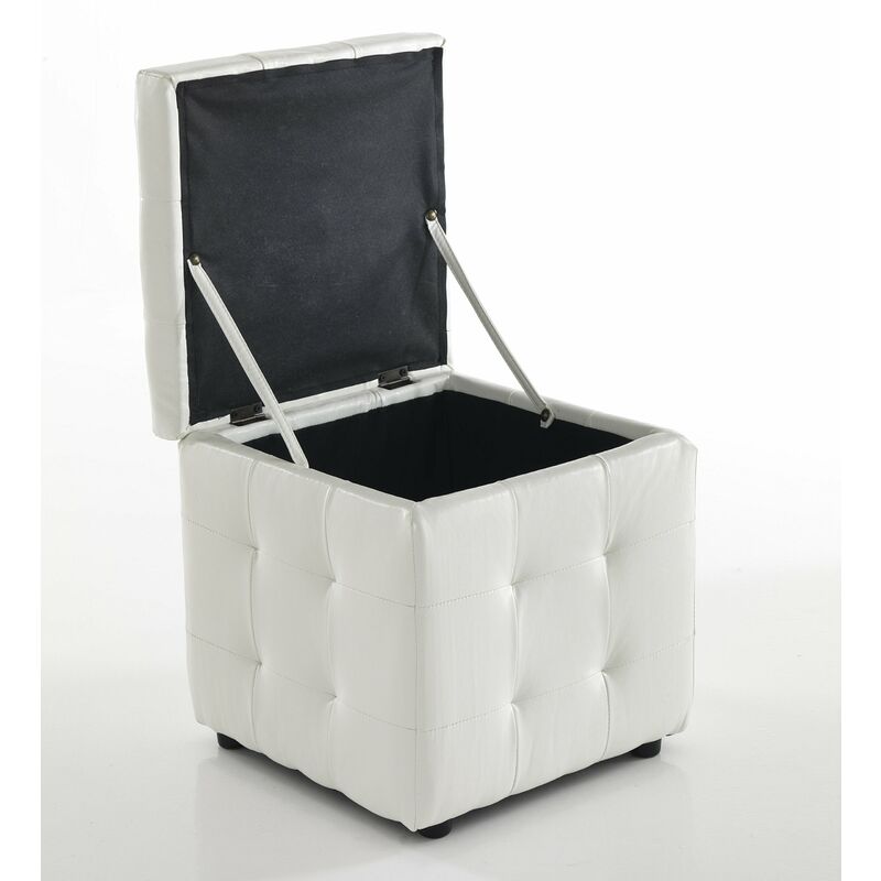 Wink Design, Portsmouth, Pouf Contenitore, Pelle Ecologica, Bianco