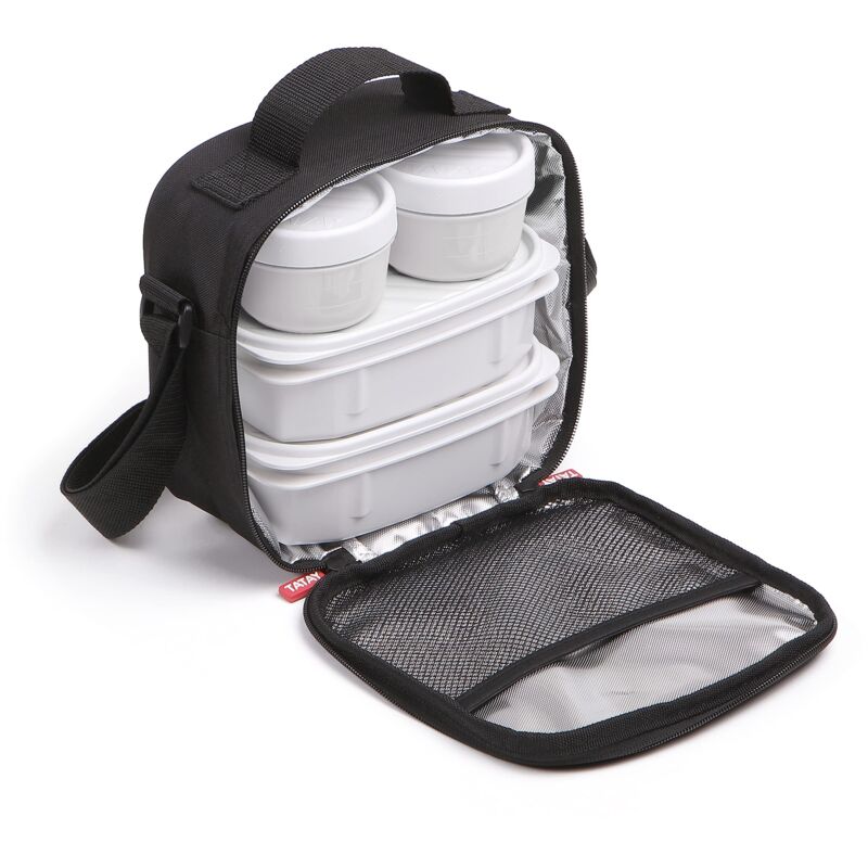 Borsa Termica Per Pranzo In Pelle Vegana Linkidea, Grande Capacità, Isotermica Con Tracolla, Adatta Per Contenitori Bentgo, Per Lavoro, Picnic E Viaggi, Nero - 2