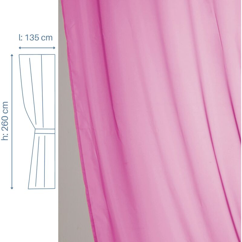 Lovely Casa r61290010 Vl Lisa-Tenda in cotone, 135 x 260 cm, colore: fucsia