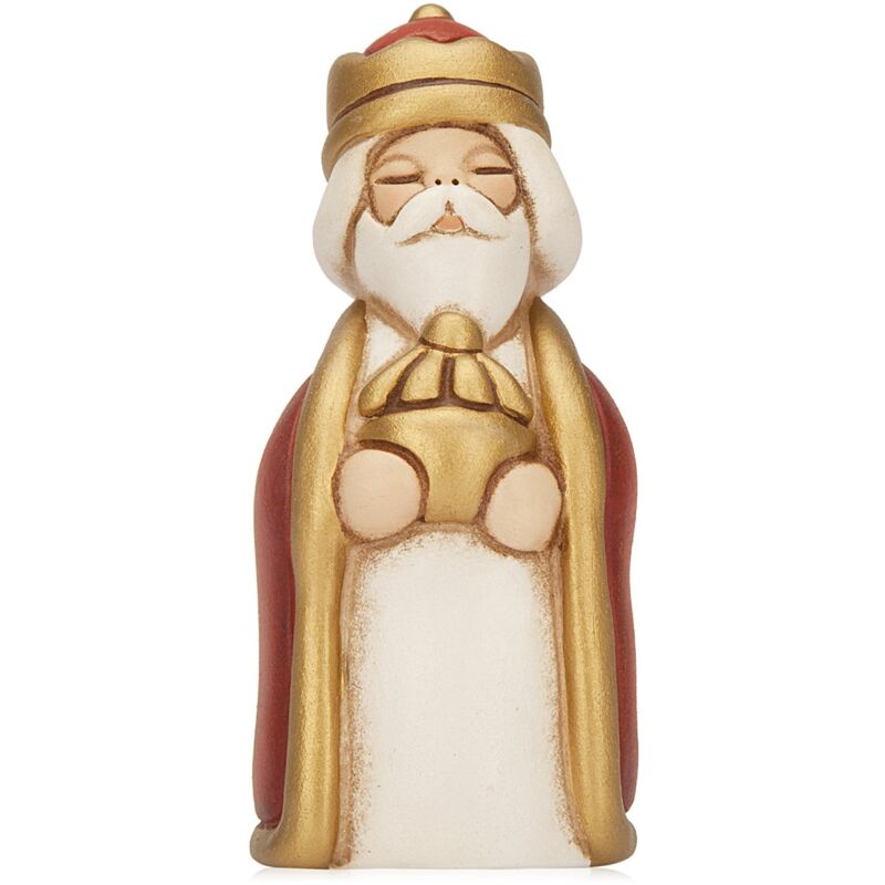 Statuina Presepe THUN San Giuseppe In Ceramica Dipinta A Mano - Versione Rossa, Altezza 9cm - Foto 4