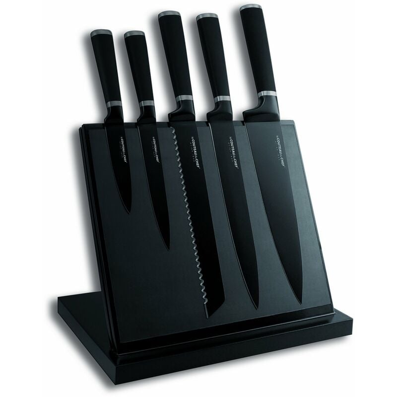 Le Couteau du Chef 443610 - Blocco magnetico con 5 coltelli da cucina in  acciaio INOX, rivestimento
