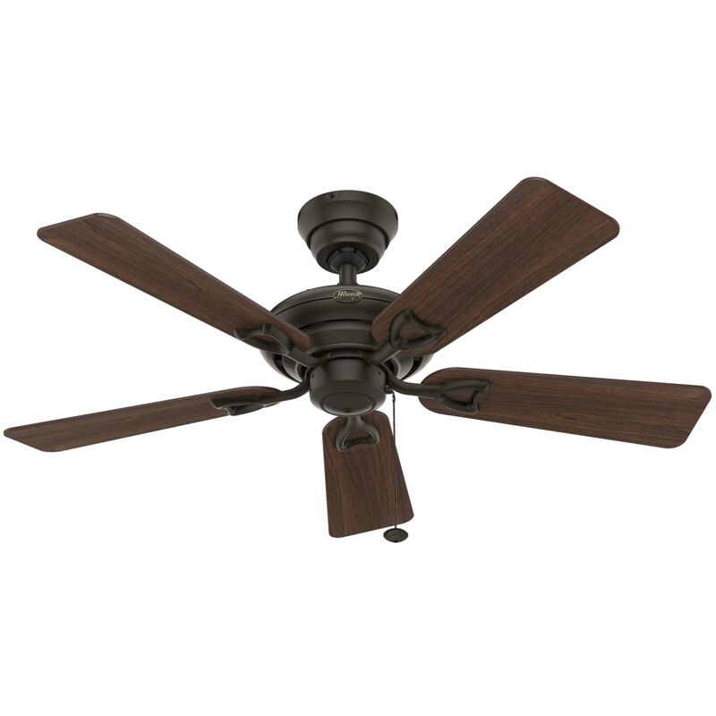 HUNTER FAN Seville, 112 cm, Ventilatore da Soffitto per Interni con Catena  a Strappo, Finitura in Bronzo, 5 Pale Reversibili in Ciliegio Scuro e  Rovere, Ideale per l'Estate e l'Inverno, Modello 24039