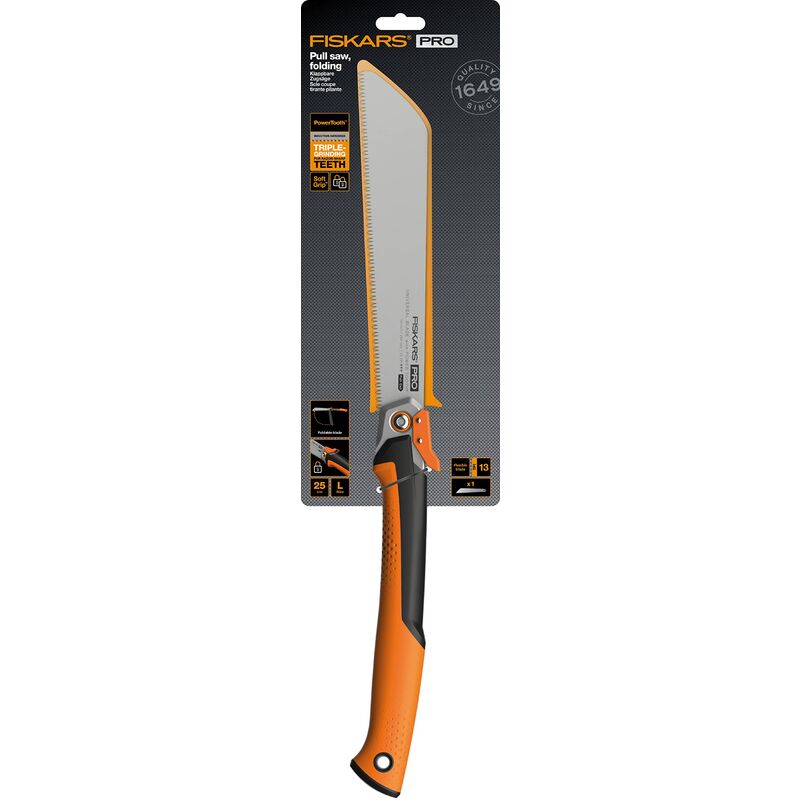 Fiskars Sega a Mano Pro per Legno, Laminati e PVC, Lunghezza della Lama: 38  cm, 9 TPI, Nero/Arancione, PowerTooth, 1062930 : : Giardino e  giardinaggio