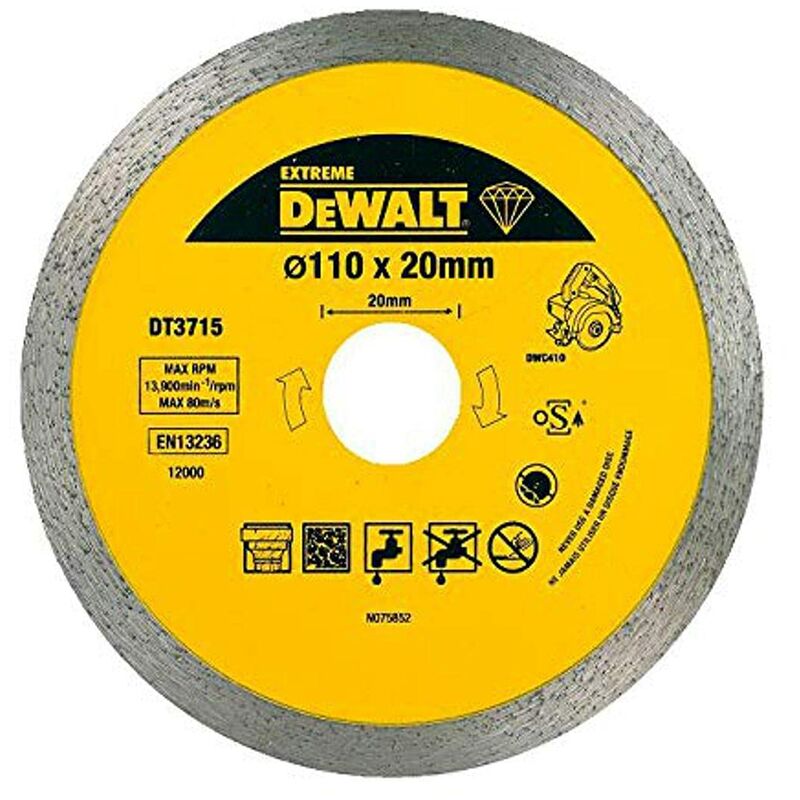 DEWALT DT3715-QZ Disco a corona continua per taglio a secco e a umido su:  ceramica, porcellana