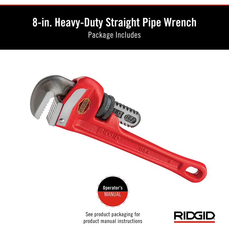 RIDGID 31005 Giratubi dritti per impieghi pesanti da 20 cm, chiave per  idraulica da 20 cm