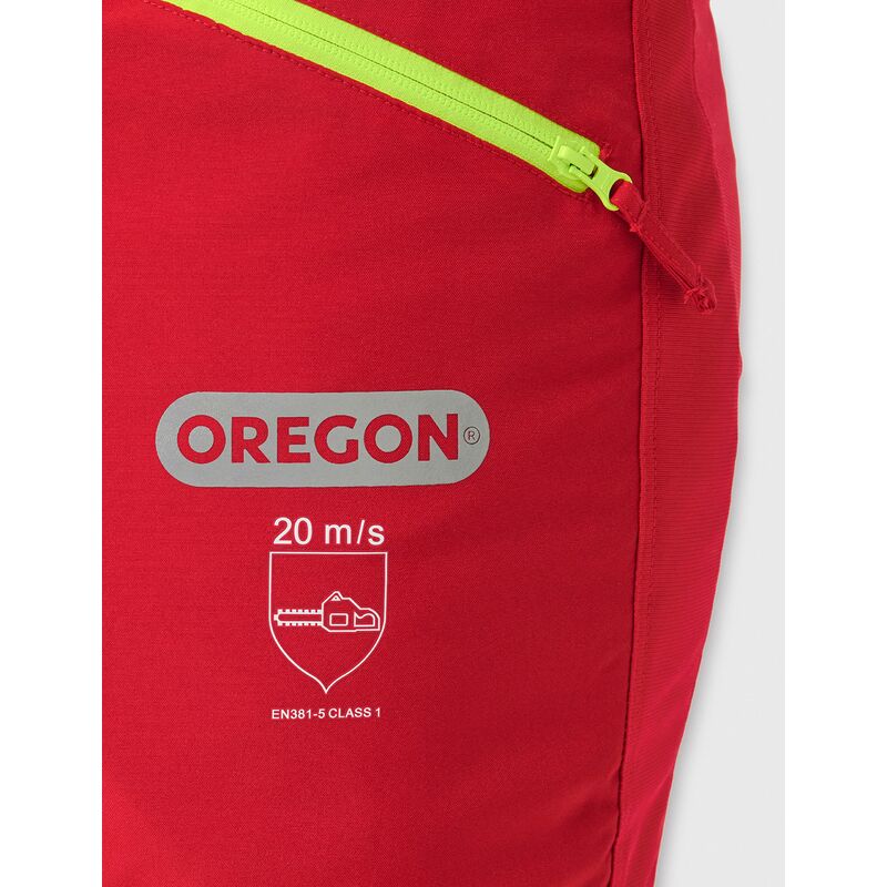 Oregon Waipoua - Pantaloni Protettivi per Motosega, Tipo A, Cat. 1,  Antitaglio, Regolabili, Leggeri, Traspiranti, Rinforzati, Taglia S / UE  42-44 – Rosso/Giallo/Nero Alta Visibilità (295469/S)