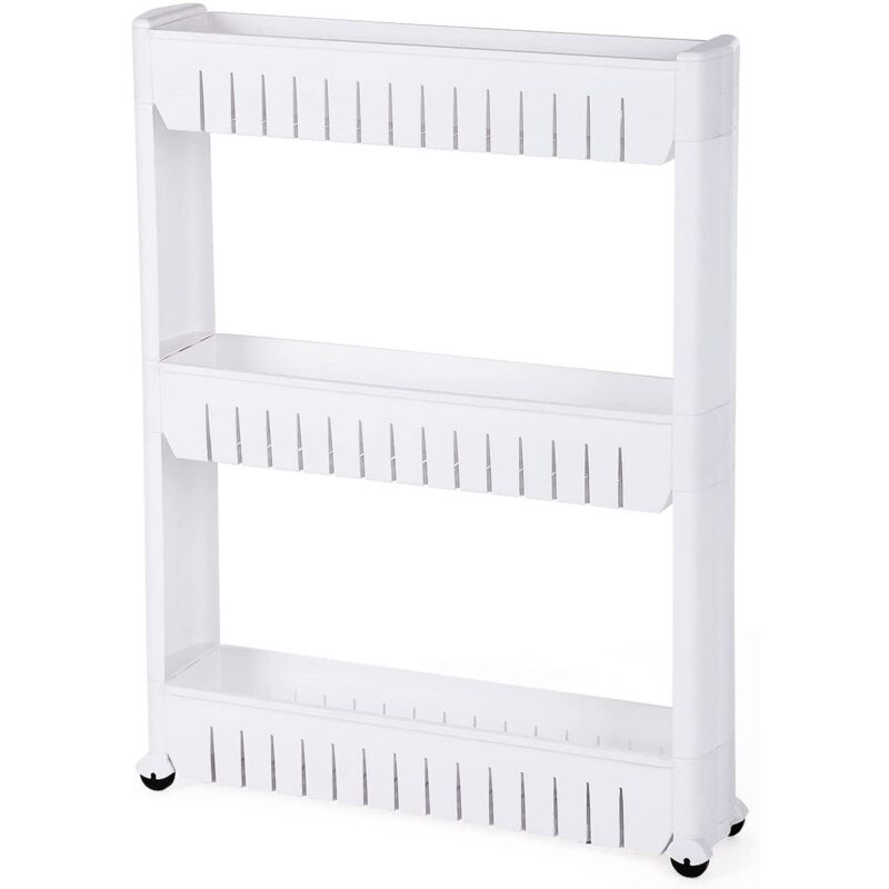 Scaffale portaoggetti con ruote 72x12x54,5cm Bianco Carello Bagno Cuci –  Vicco