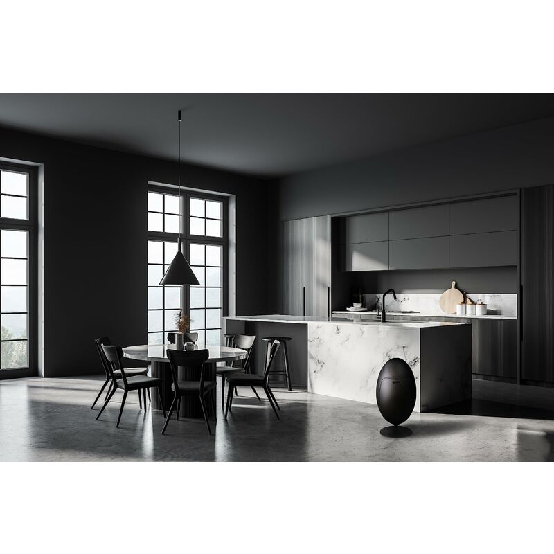 SoldiDesign Ovetto Contenitore 3in1 per la Raccolta Differenziata, 54 Litri  (3 Scomparti da 18 Litri), Cestino per Interno o Esterno, Pattumiera Cucina,  Bidone Design - Nero Lucido