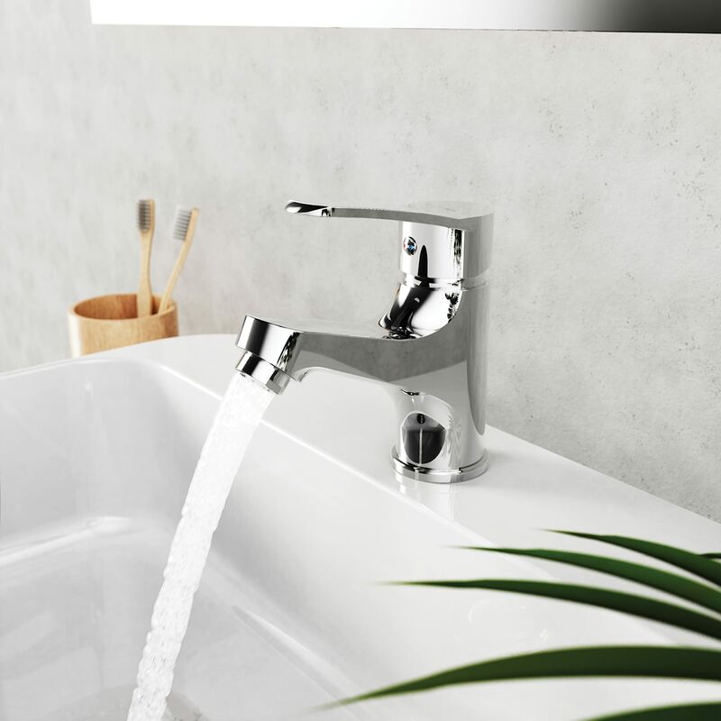 LuxeBath Rubinetto da Bagno con Doccia Estraibile in Ottone Cromo  Miscelatore Cromato per Lavabo con Soffione Estraibile Monocomando Acqua  Calda e Fredda Rubinetti per Lavandino Bidet