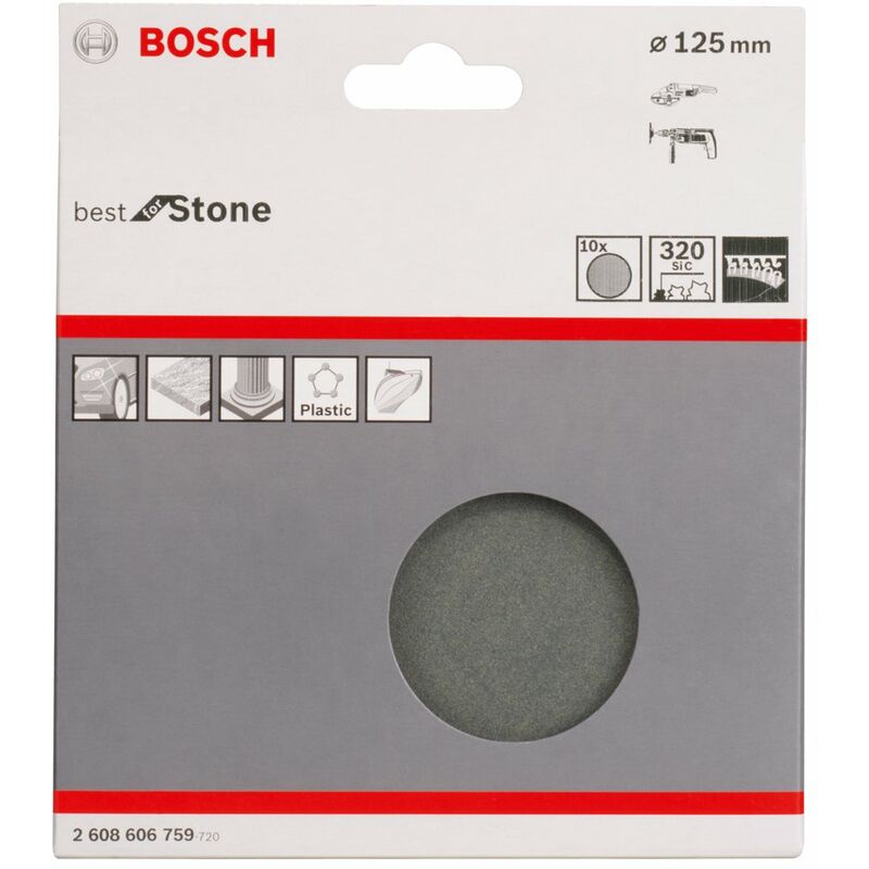 Bosch Dischi Abrasivi per Smerigliatrice Angolare a Strappo F355, 125 mm x  10 Pezzi, G 320