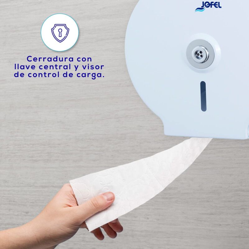 Distributore Carta Igienica Jofel Classic - Per Rotoli Fino A 200m, Acciaio Bianco, Antivandalico - Foto 6