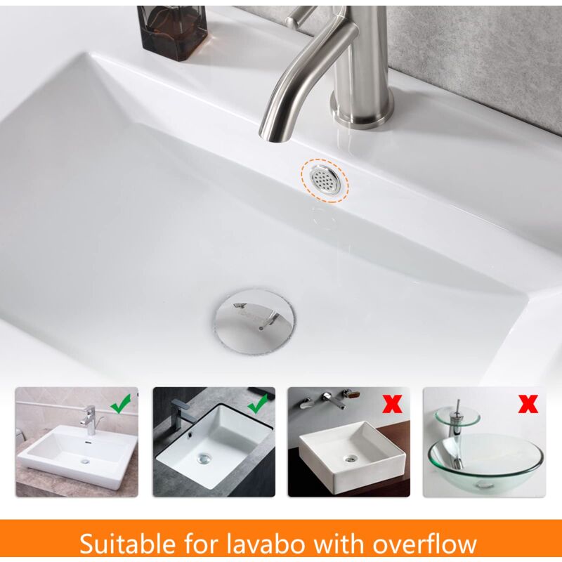 Scarico Lavabo Ibergrif Con Troppopieno - Ceramica Bianca, Piletta Automatica, Per Lavandino Bagno - Foto 12