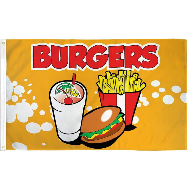 AZ FLAG Bandiera Hamburger Fast Food 150x90cm - Bandiera con HAMBURGESI 90  x 150 cm