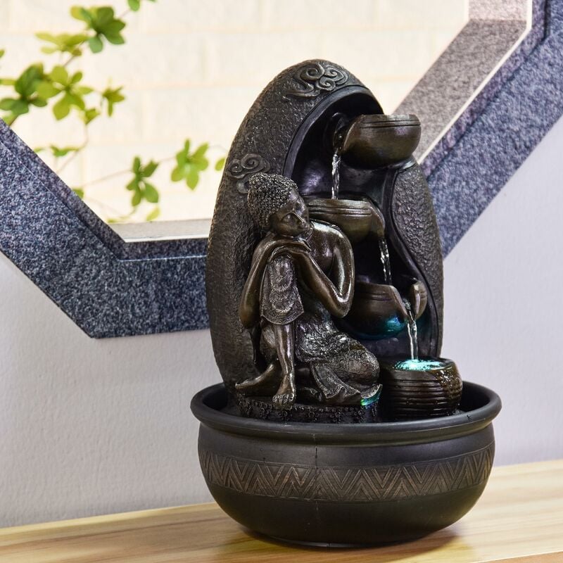 Zen'Light Krishna - Fontana da Interno con Pompa e Illuminazione LED, in  Resina, Taglia Unica