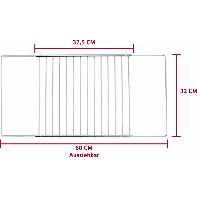 ICQN Griglia Universale Ripiano Forno allungabile da 37,5-60 cm Griglia  Regolabile per Forno Griglia del Forno Griglia Griglia di Cottura Griglia  da Forno Grata Piastra cromata