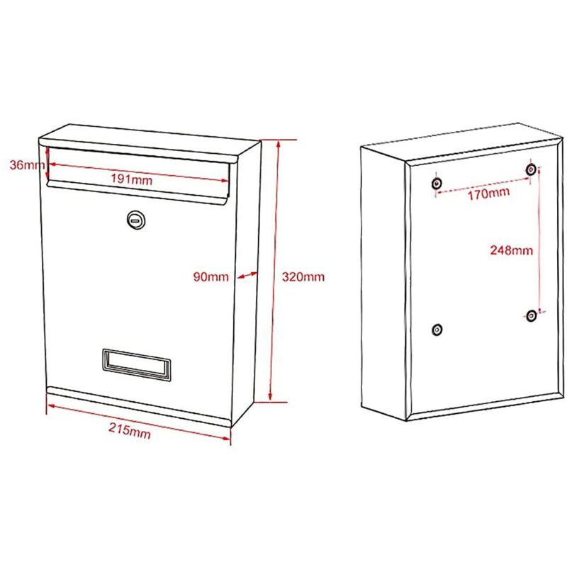 Cassetta Postale Kippen Regius Antracite - 410x260x90mm Con Serratura E Chiavi