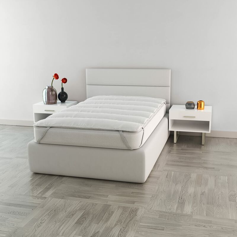 Italian Bed Linen Topper, Microfibra, Bianco, Singolo 80 x 195 cm