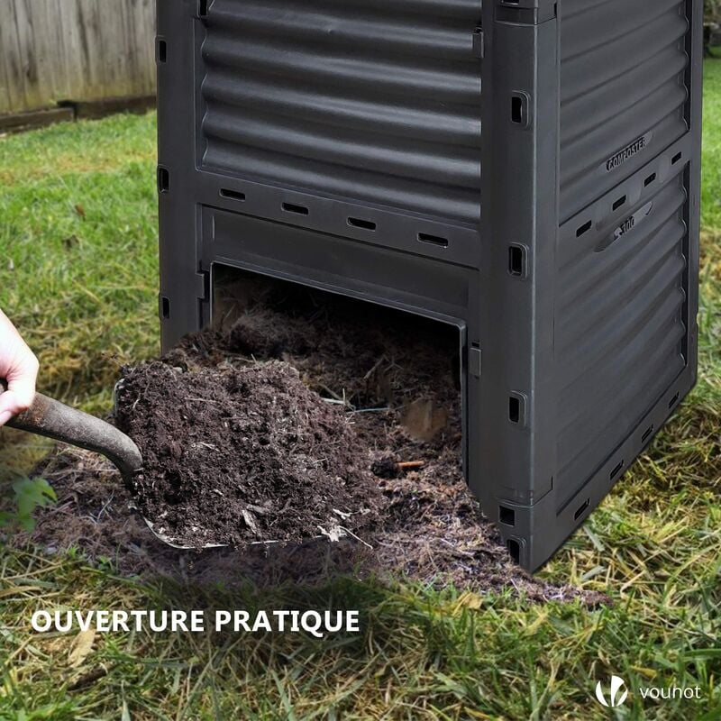 VOUNOT Compostiera da Giardino, 300L Composter da Esterno, Nero e Verde