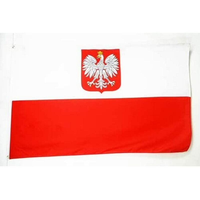 AZ FLAG Bandiera Polonia con Aquila 150x90cm - Bandiera Polacca con Stemma 90  x 150 cm