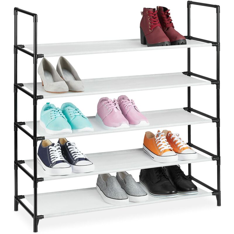 Scaffale per scarpe in ferro nero con 10 livelli modulari - L45 x H174 cm