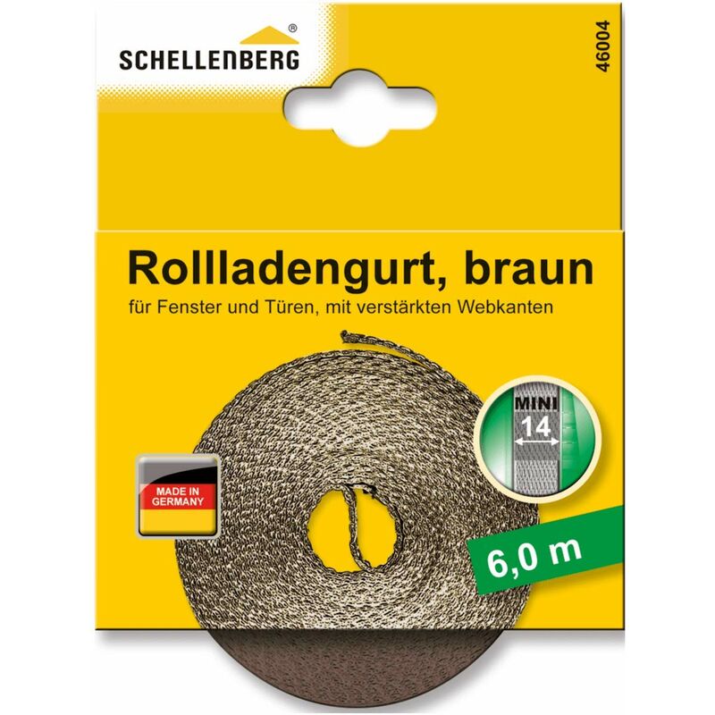 Schellenberg 46004 - Cinghia per tapparelle, 14 mm / 6m, colore: Marrone