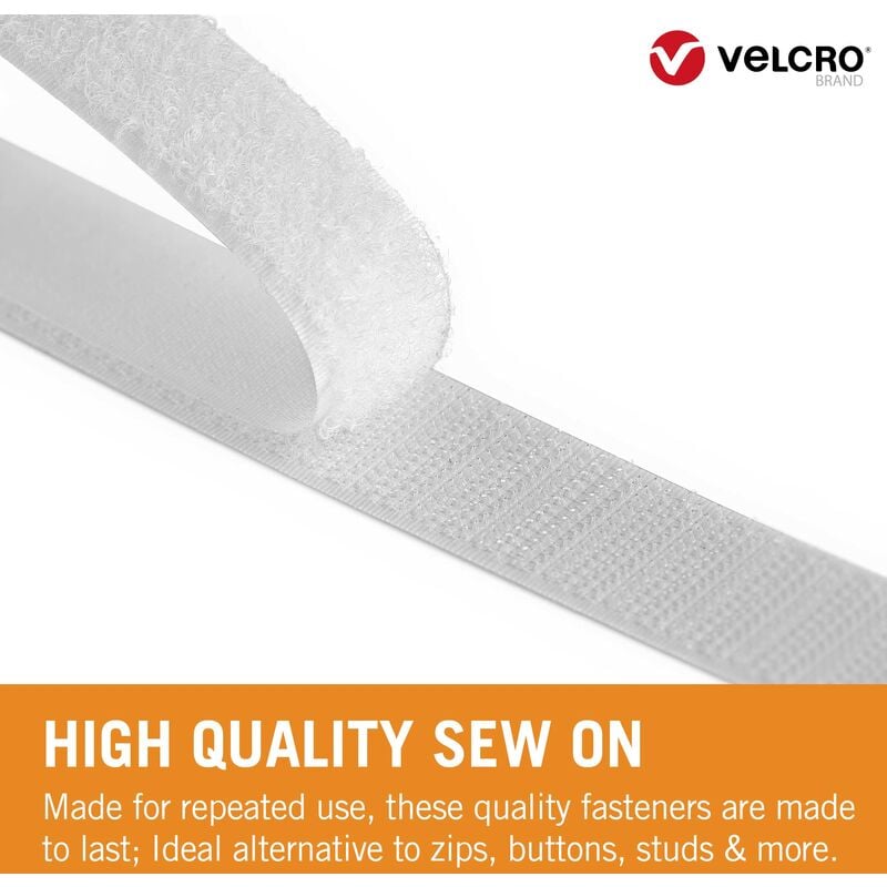 VELCRO Brand Nastro riapribile adesivo e da cucire 20mm x 5m Bianco