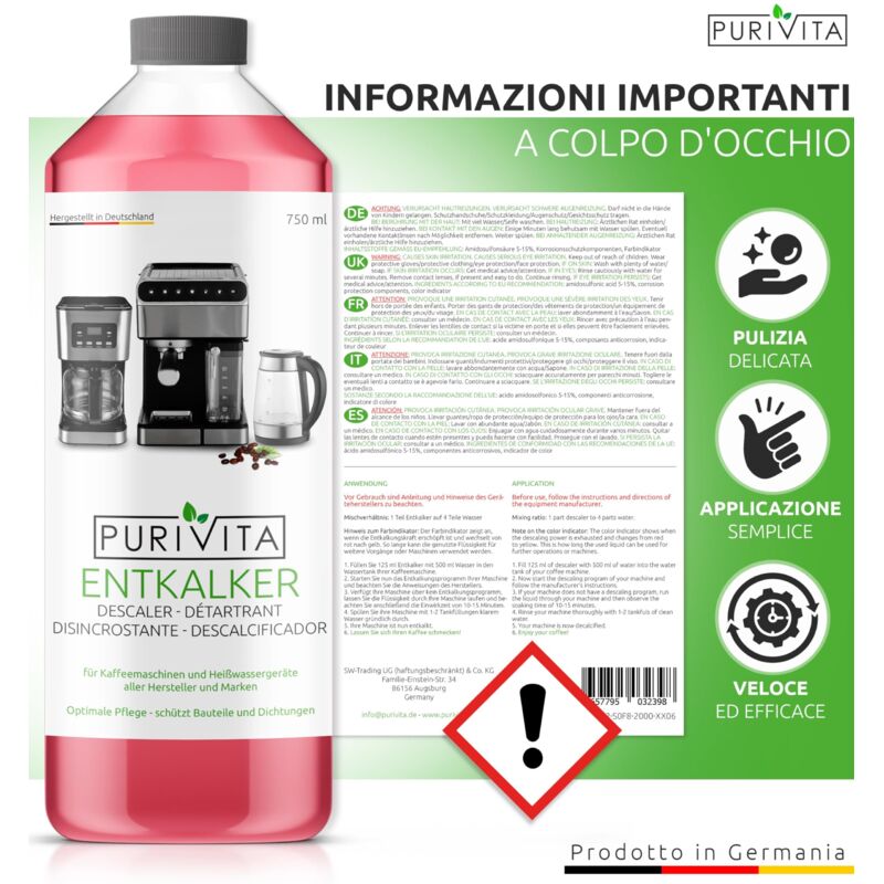 AmbiClean Decalcificante Universale Per Macchine Da Caffè - Tanica 5 Litri Con Beccuccio, Prodotto In Germania