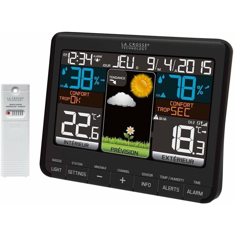 La Crosse Technology - WS6825 BLA, Stazione meteorologica, con sensore  Esterno e Supporto a Muro, Colore: Nero