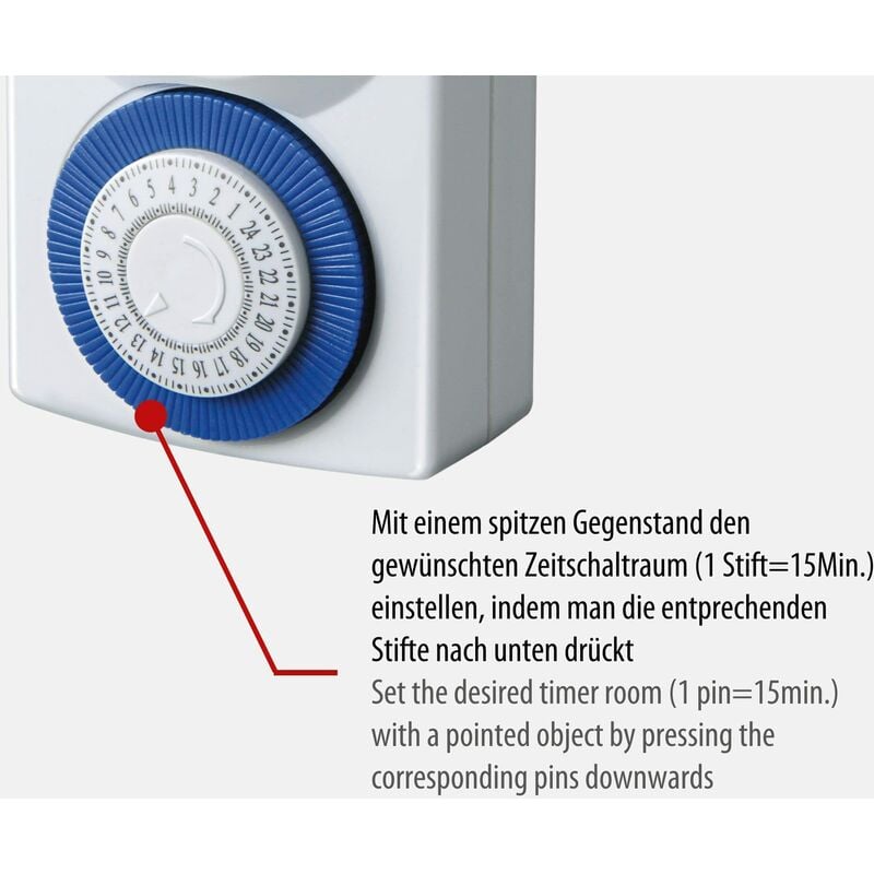 Timer meccanico (Interno, IP20, 30 min/24 h, protezione per bambini, bianco)