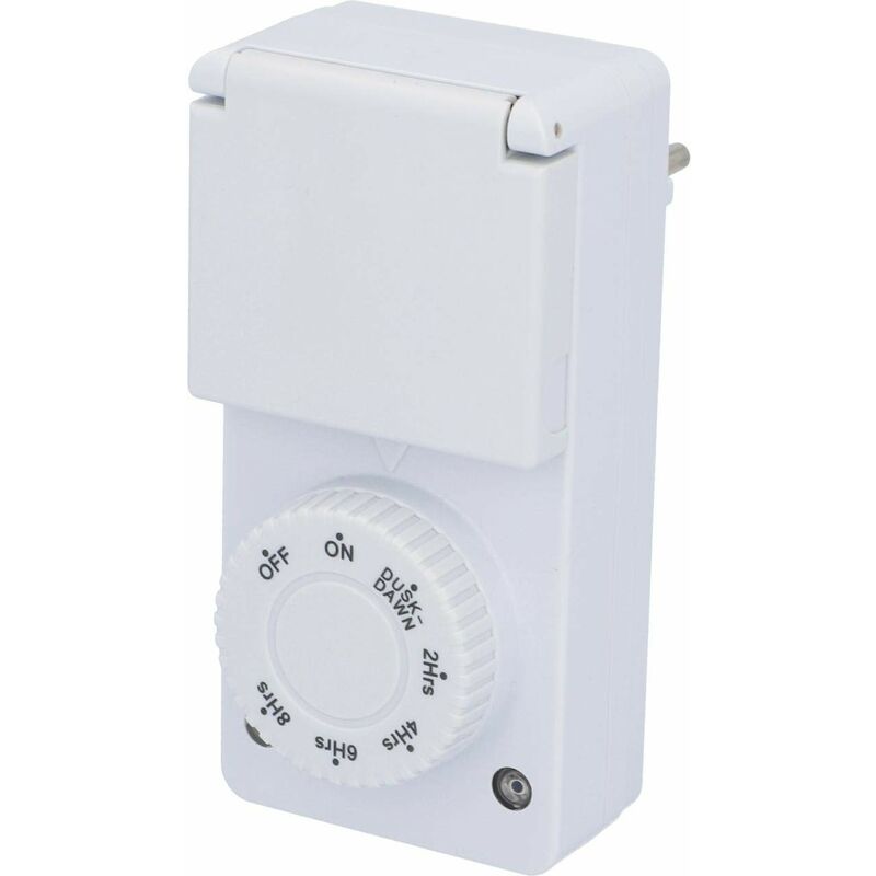 UNITEC Timer con funzione conto alla rovescia per esterni IP 44, analogico,  sicurezza bambini, funzione crepuscolare, bianco