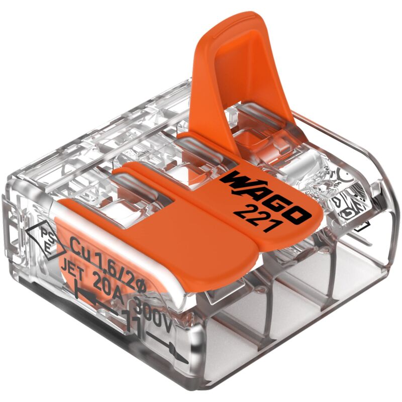 Morsetto Wago 221-420 10-pin - Collegamento 4mm&sup2;, Trasparente