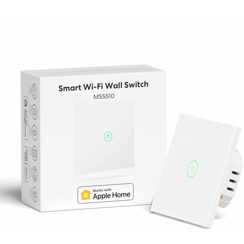 meross Wi-Fi Intelligente Interruttore Parete Smart Switch 1Way 1 Gang, a  Pulsante Touch, Funzione Timer, APP Controllo Remoto, Compatibile con  HomeKit, SmartThings, Alexa e Google