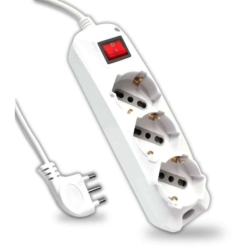 V-TAC Multipresa Ciabatta Elettrica Spina Con 2 USB 2,1A Cavo 1,5