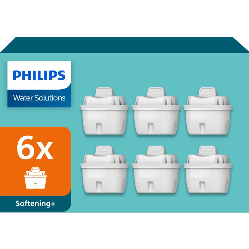 Philips Water Cartucce Filtranti sostitutive SOFTENING+, 6 unità,  compatibili con Brita