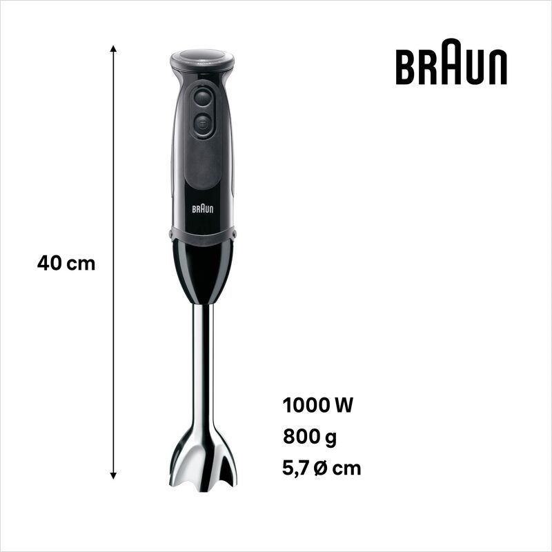 Braun Minipimer MultiQuick 5 Vario MQ 5237 Preciso e Potente con  Tritatutto, Frusta, Schiacciaverdure e Bicchiere da 600 ml, 21