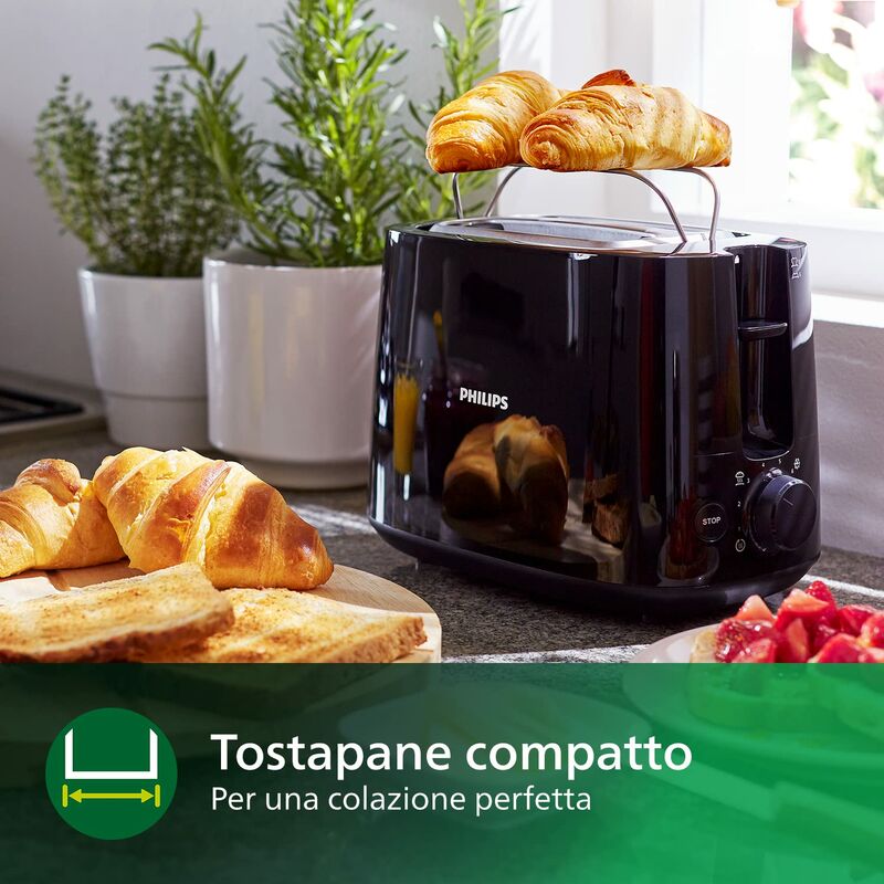 Philips Daily Collection HD2583/00 Tostapane con Pinza per Sandwich, 600 W,  8 Livelli di Tostatura, Bianco