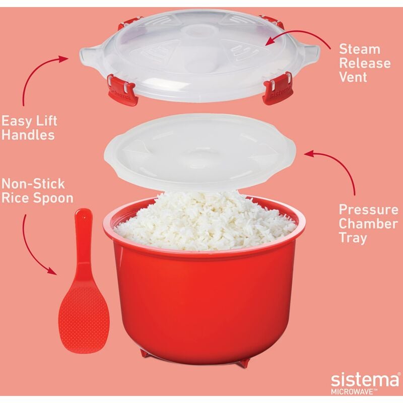 Sistema Microwave Rice Cooker (2,6 L) e contenitore alimentare Microwave  Round (915 ml) Privo di BPA