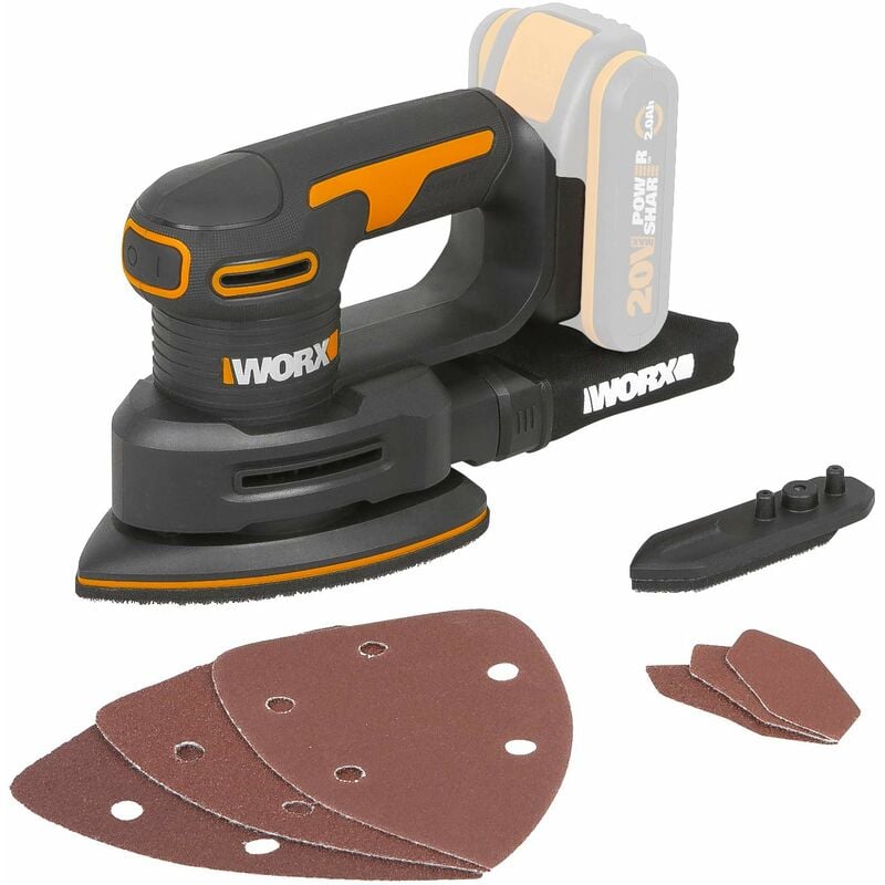 WORX WX822.9 Levigatrice senza fili 18V (20V max) - (solo strumento -  batteria e caricabatterie venduti separatamente)