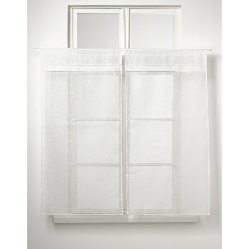 Linder 0169/11/427 - Coppia di tende Kaolin, con passante per astina,  colore bianco trasparente, 50
