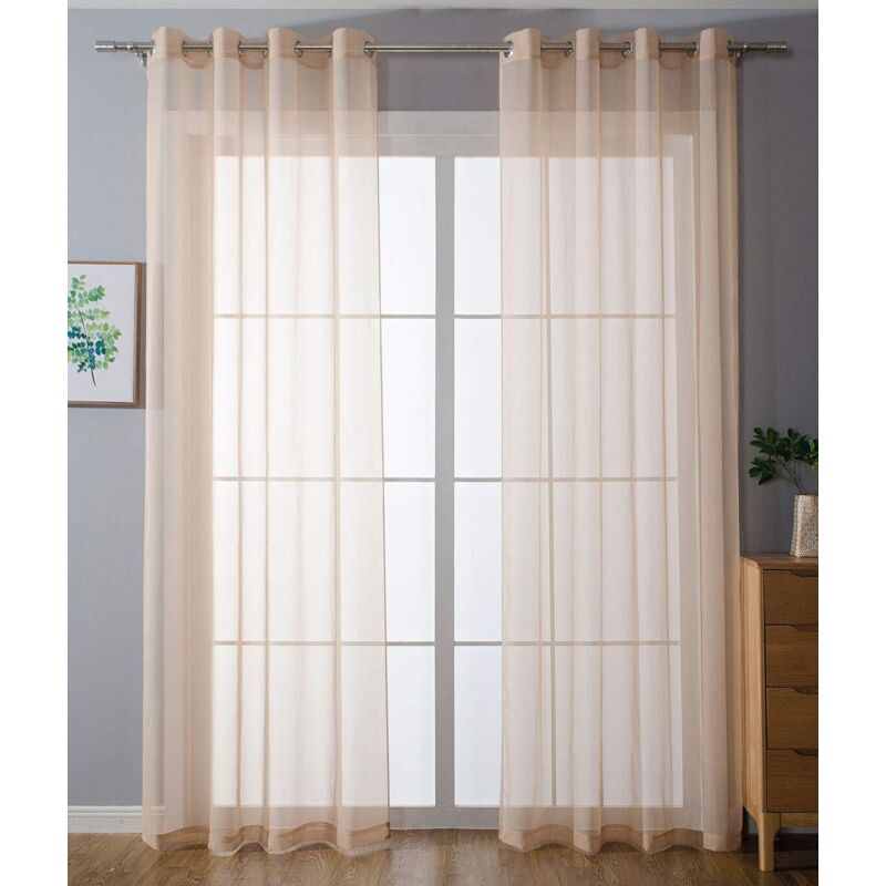 Gardinenbox Set Di 2 Tende Trasparenti Con Occhielli, Per Soggiorno, In Voile, Chiusura A Nastro 175 X 140 Cm Altezza X Larghezza 203322 69401014