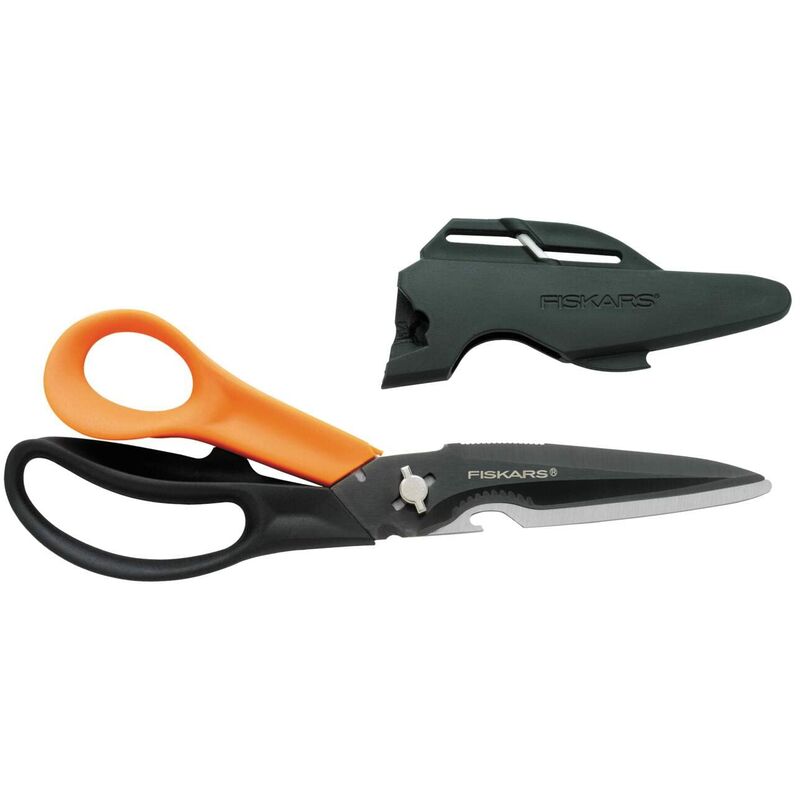 Fiskars Forbici Multiuso con Lame Separabili, Inclusa Custodia con  Affilaforbici, 23 cm, Rivestimento in Titanio, Lama in Acciaio  Inox/Impugnatura in Plastica, Nero/Arancione, Cuts + More, 1000809