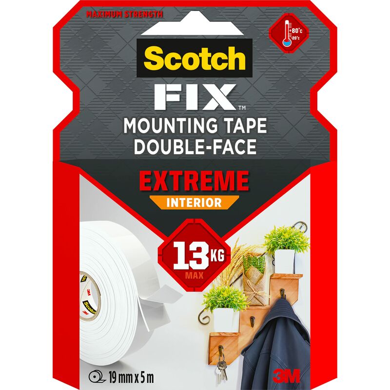 Nastro per montaggio da interni Scotch-Fix Extreme PGS05-1950-P, 19 mm x 5  m, 1 rotolo/confezione (la confezione può variare)