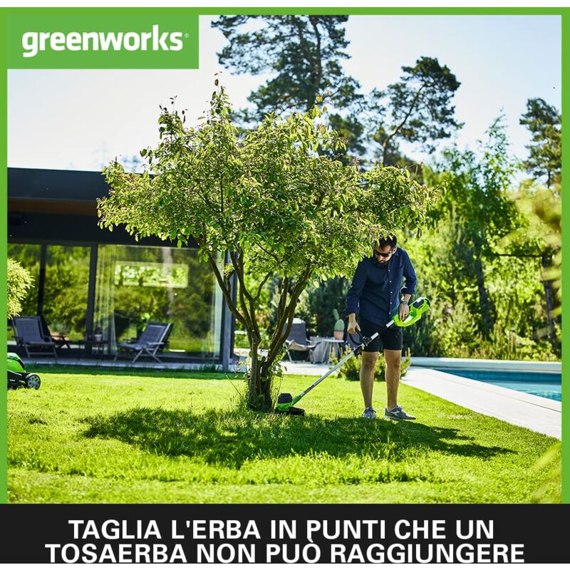 Tagliabordi Greenworks 40V Con 2 Batterie - Taglio 30cm, Autofeed, Ideale Per Giardini Medi - Foto 5