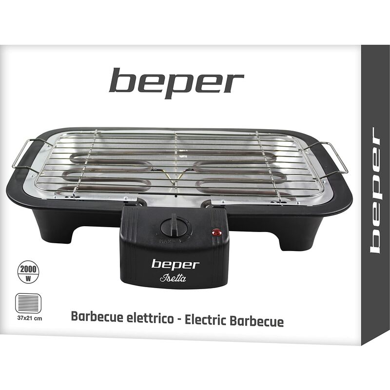 Beper BT.410 Barbecue Isetta-Griglia Elettrica in Acciaio, 2000 W