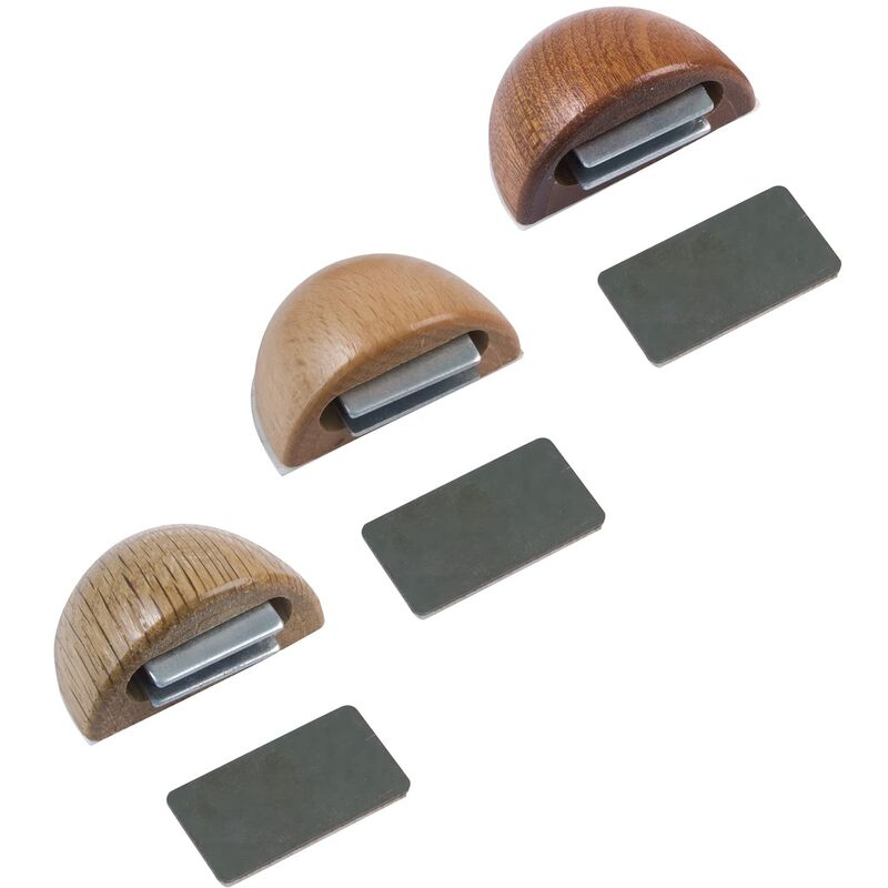 Amig Fermaporta magnetico adesivo per porte di passaggio 48 x 25 mm Modello  407 Finitura in legno di faggio Fissaggio a terra Facile installazione